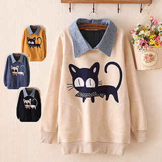 fu01_4366 셔츠 레이어드 고양이 티셔츠